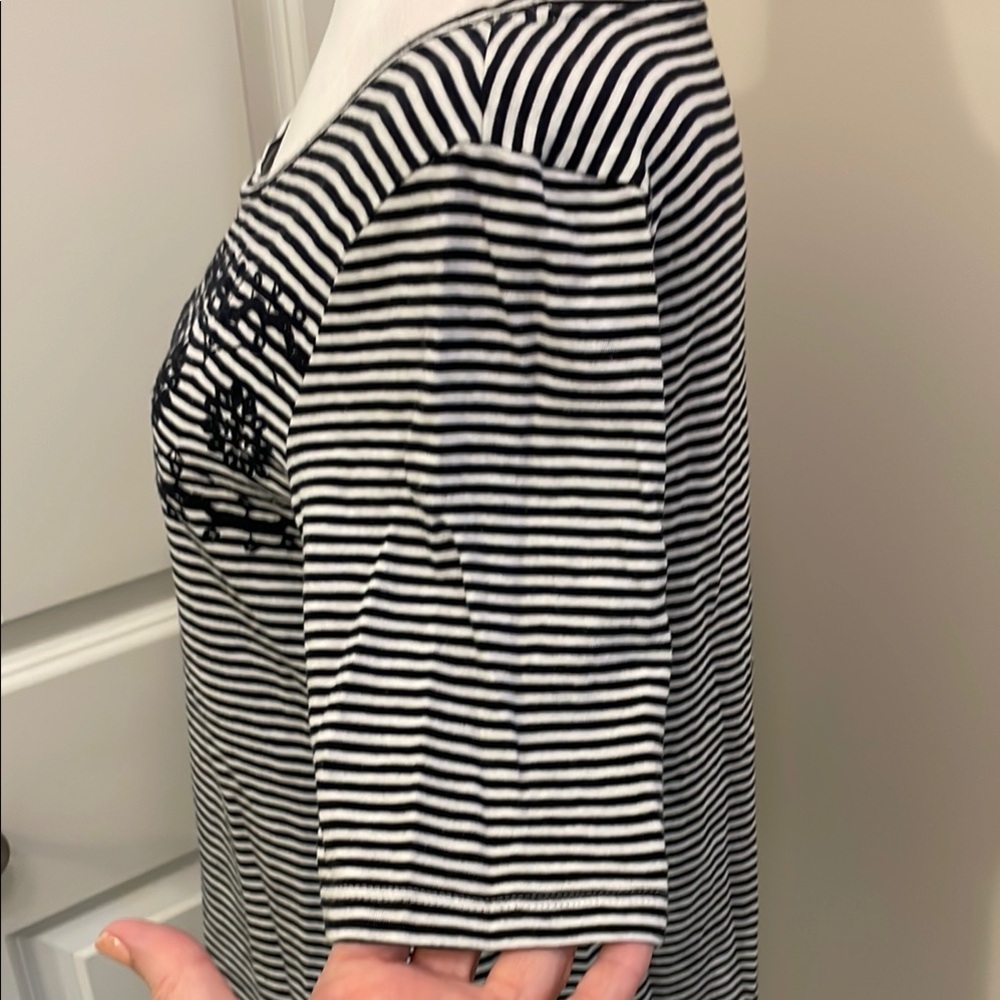 Talbots Black and White Striped Short Sleeve Tee - Picture 6 of 11
